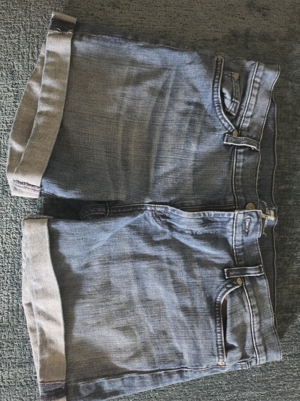 7 For All Mankind Blue Rolled-Hem Jeans Shorts Size 31